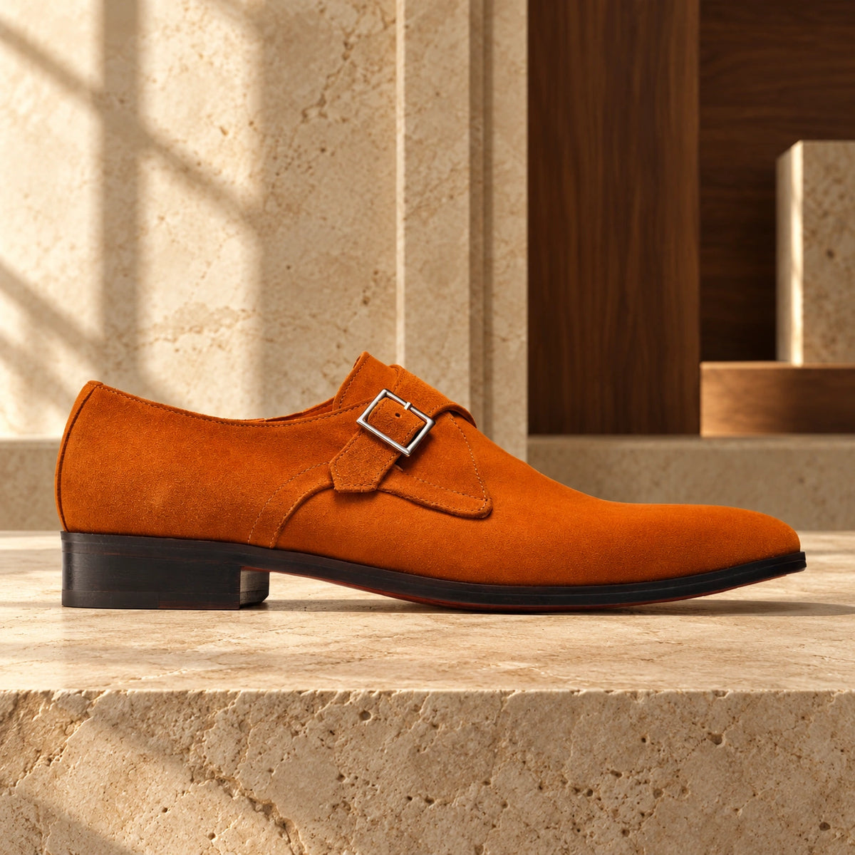 Pantofi casual din piele întoarsă Caserta, de culoare cognac.