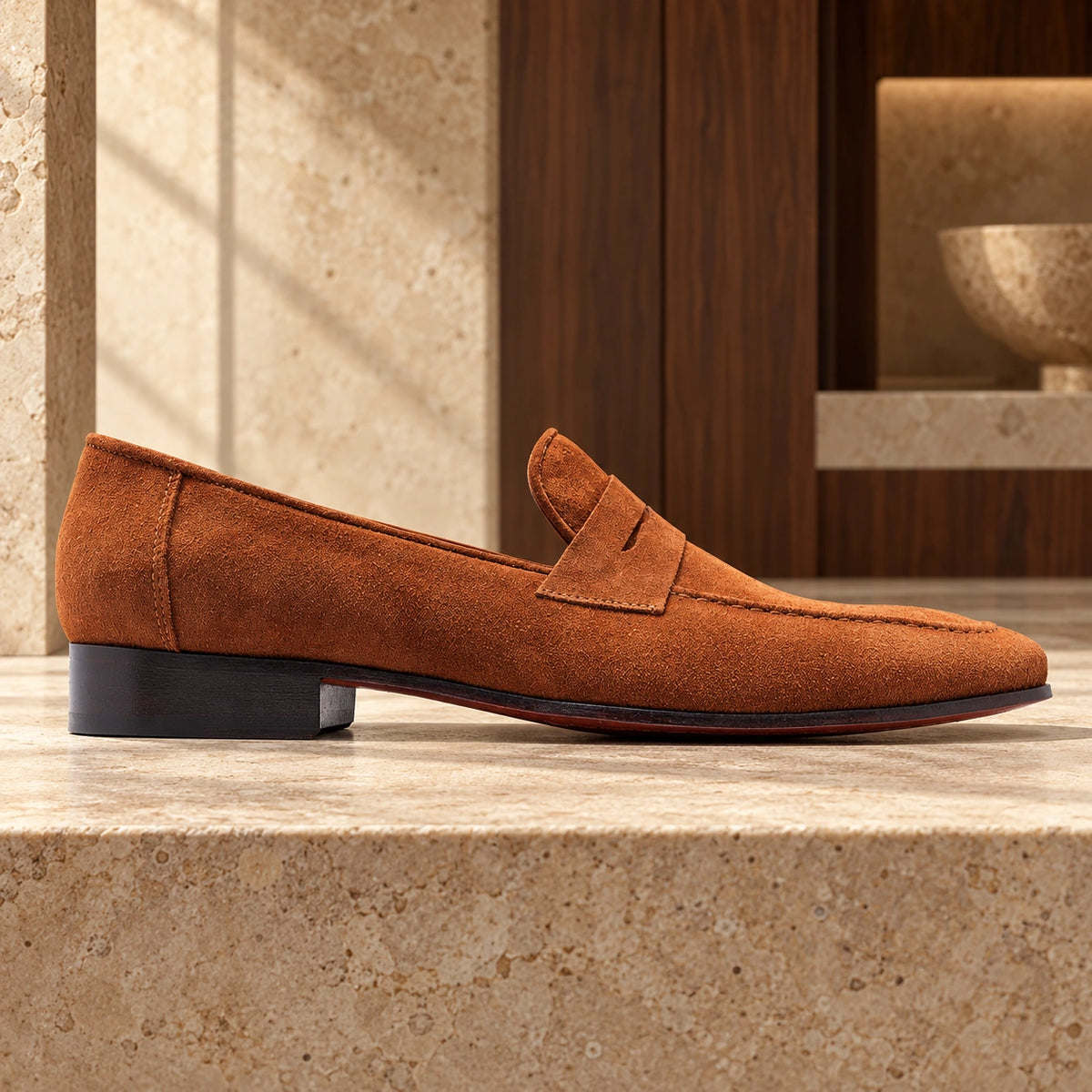 Pantofi din piele întoarsă Arezzo, de culoare cognac.