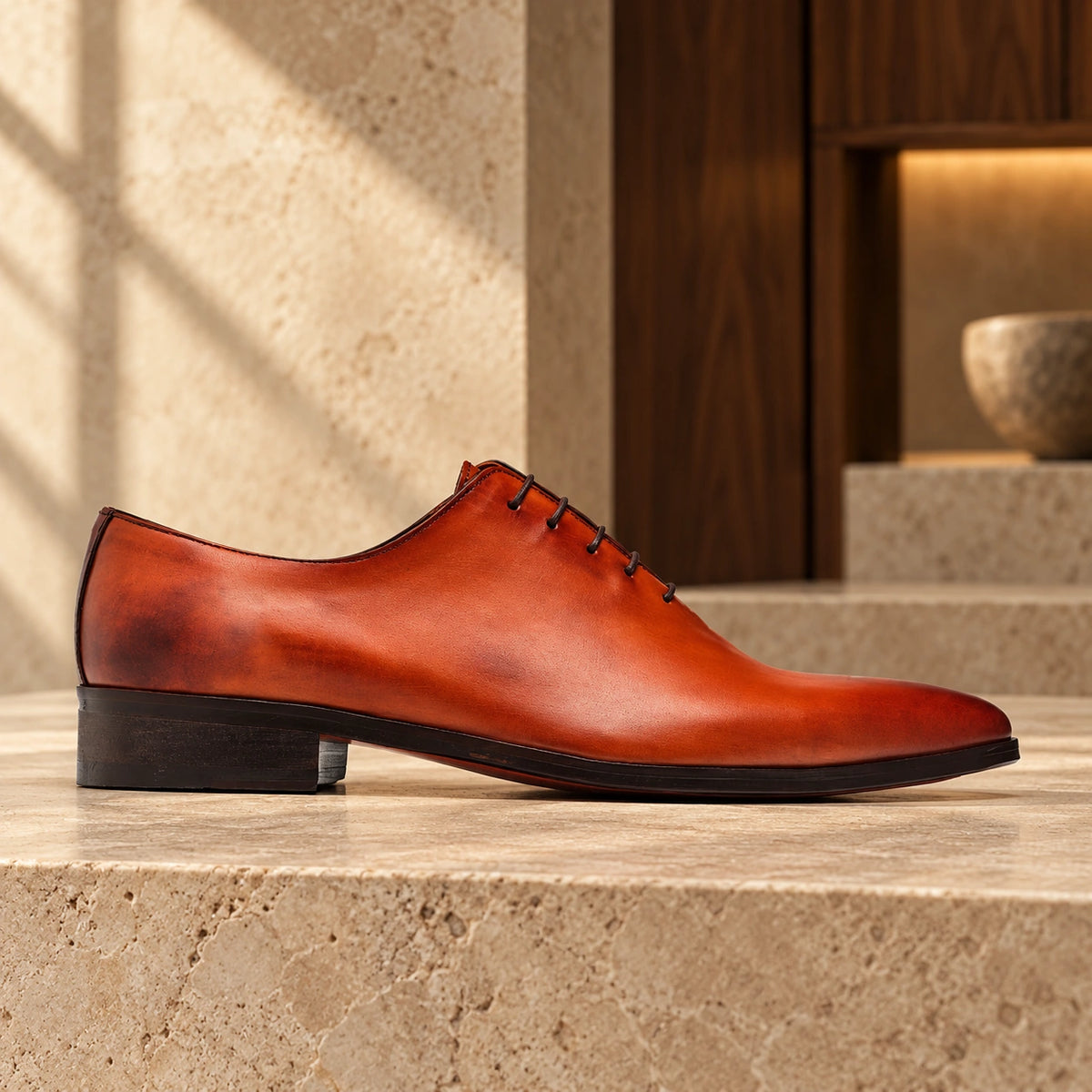 Pantofi oxford Teramo din piele naturală, de culoare cognac.