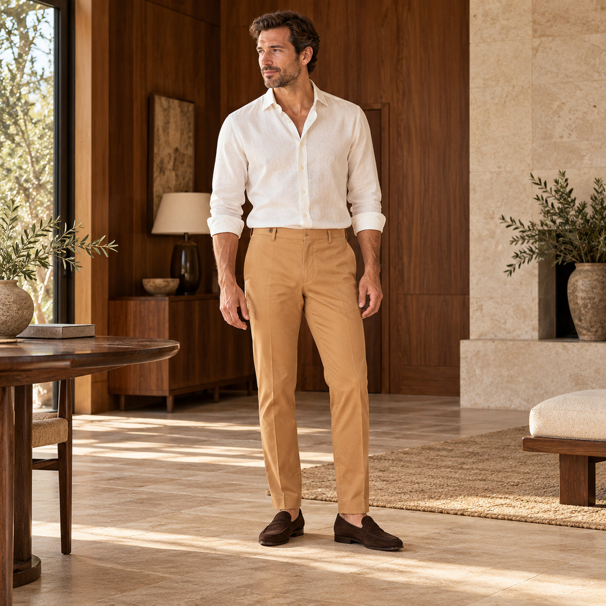 PANTALONI BEJ CHINO SLIM FIT LEON