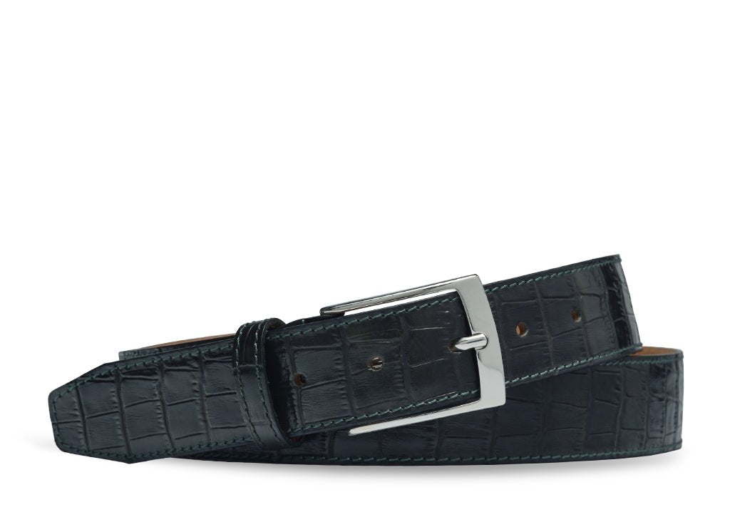 curea barbati piele naturala croco verde
