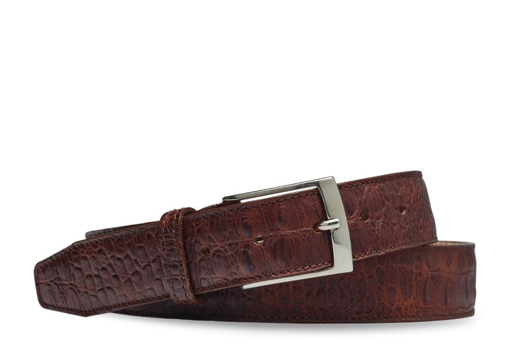 curea barbati piele naturala croco vintage maro