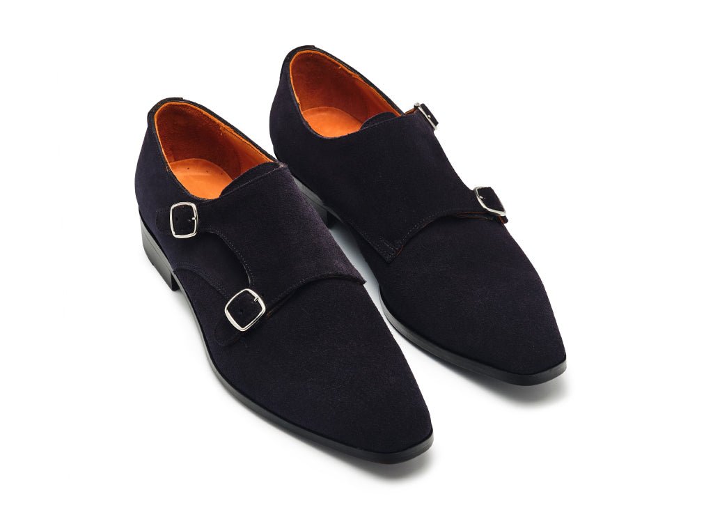PANTOFI BLEUMARIN DE PIELE ÎNTOARSĂ CU CATARAMĂ CASORIA - MARSAY