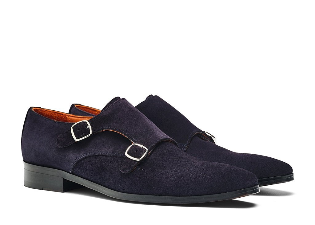 PANTOFI BLEUMARIN DE PIELE ÎNTOARSĂ CU CATARAMĂ CASORIA - MARSAY