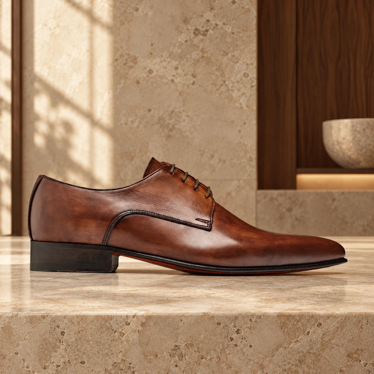 Pantofi derby de piele naturală Ravenna, de culoare maro.