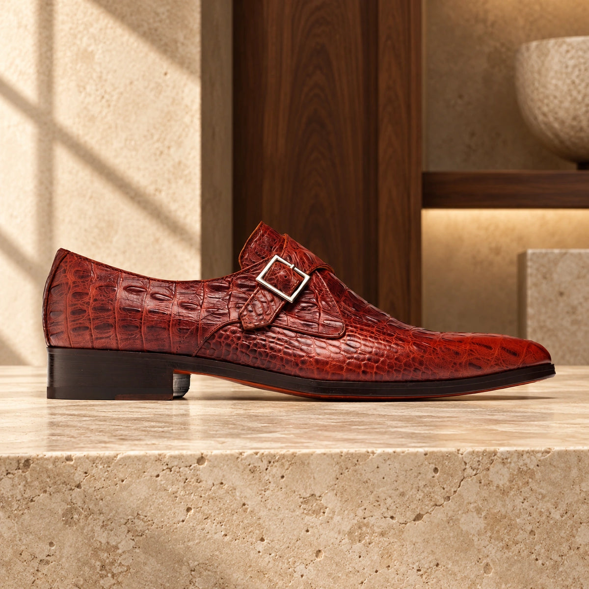 Pantofi piele Croco Veneto, de culoare maro.
