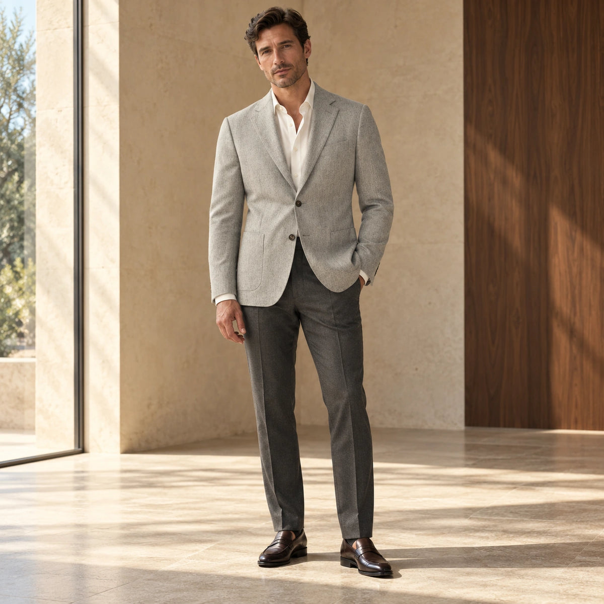 Sacou Firenze, de culoare gri deschis.