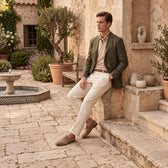 Sacou Livorno din in, de culoare verde olive.