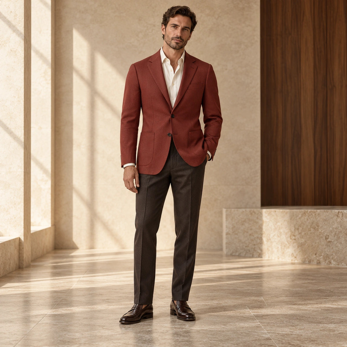Sacou Piacenza, de culoare bordo.