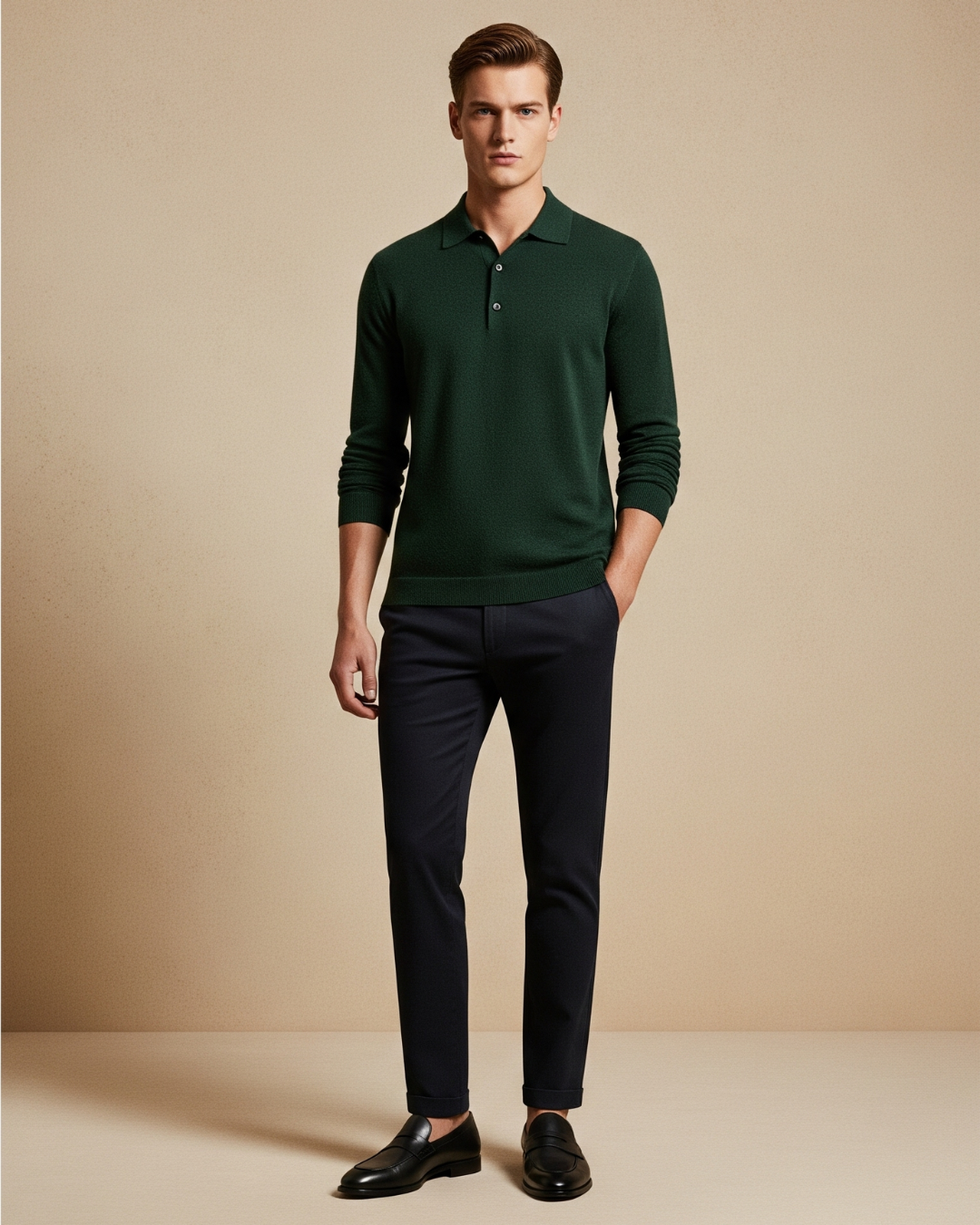 Polo Lână Merino Verde